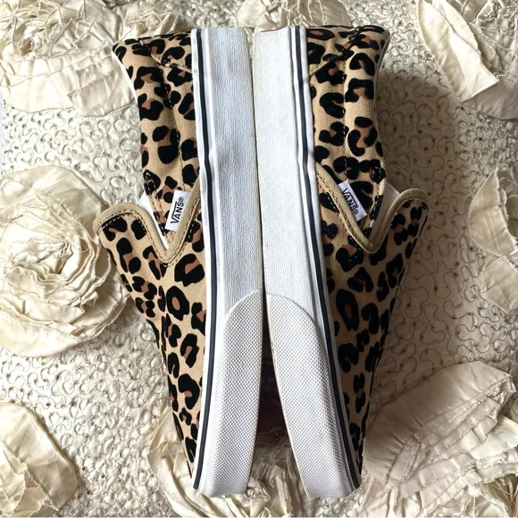Vans Leopard Print Slip On Black Tan Casual Classic Slip On Shoes Size 9 - Picture 8 of 16